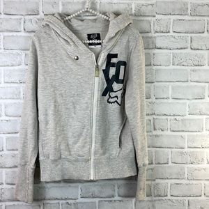 Fox Brand Gray Sweatshirt Hoodie Zip Up 